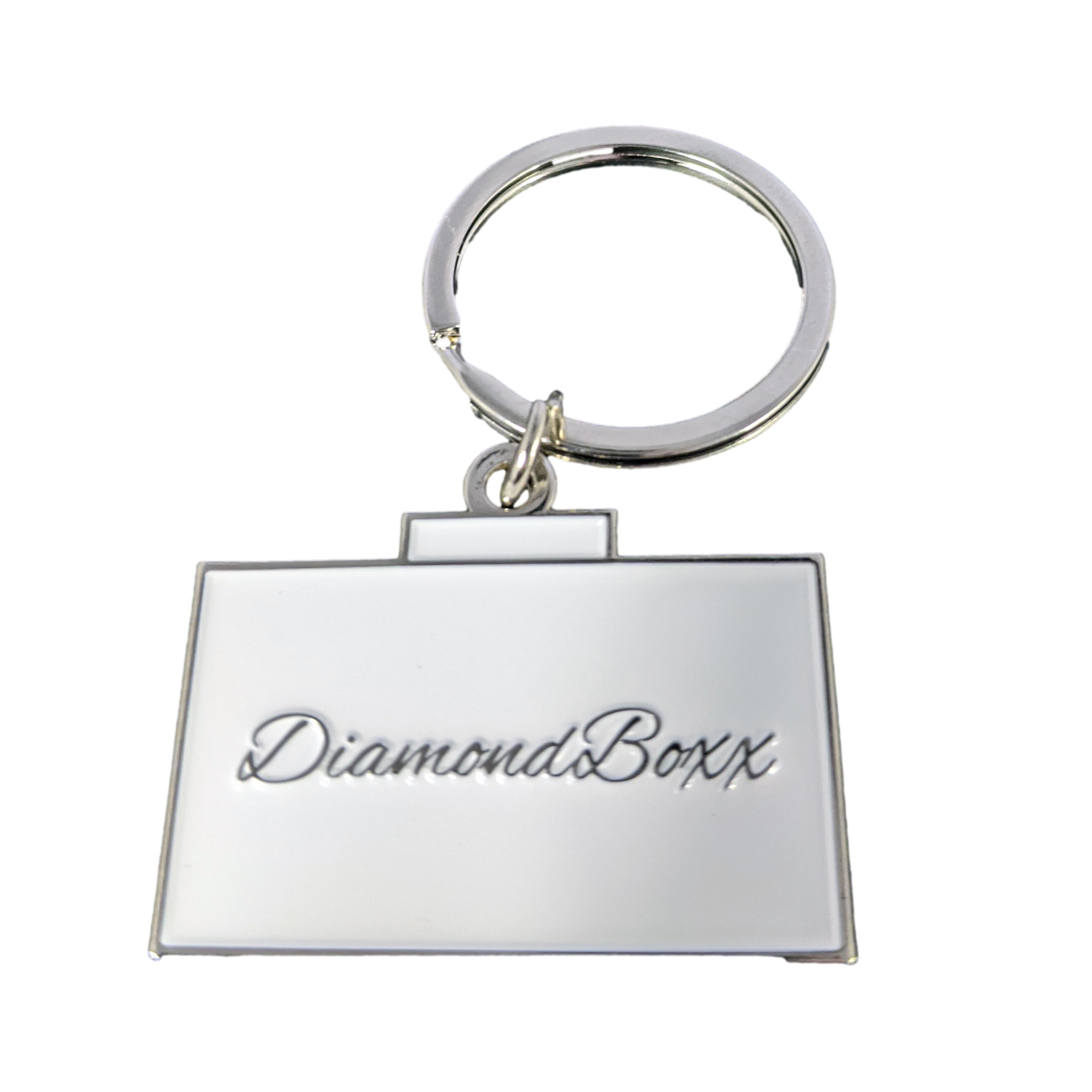 DiamondBoxx White Enamel Keychain