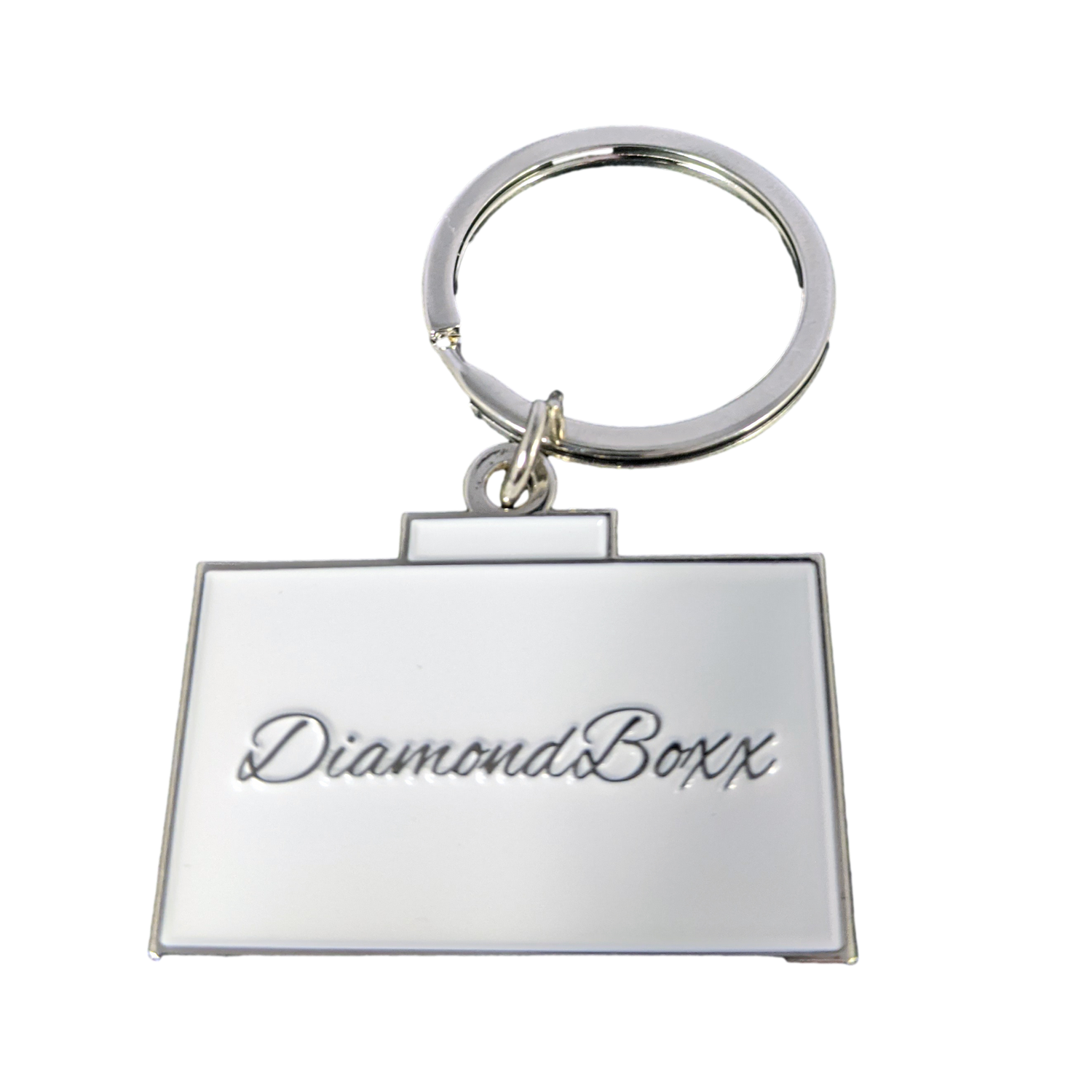 DiamondBoxx White keychain  back