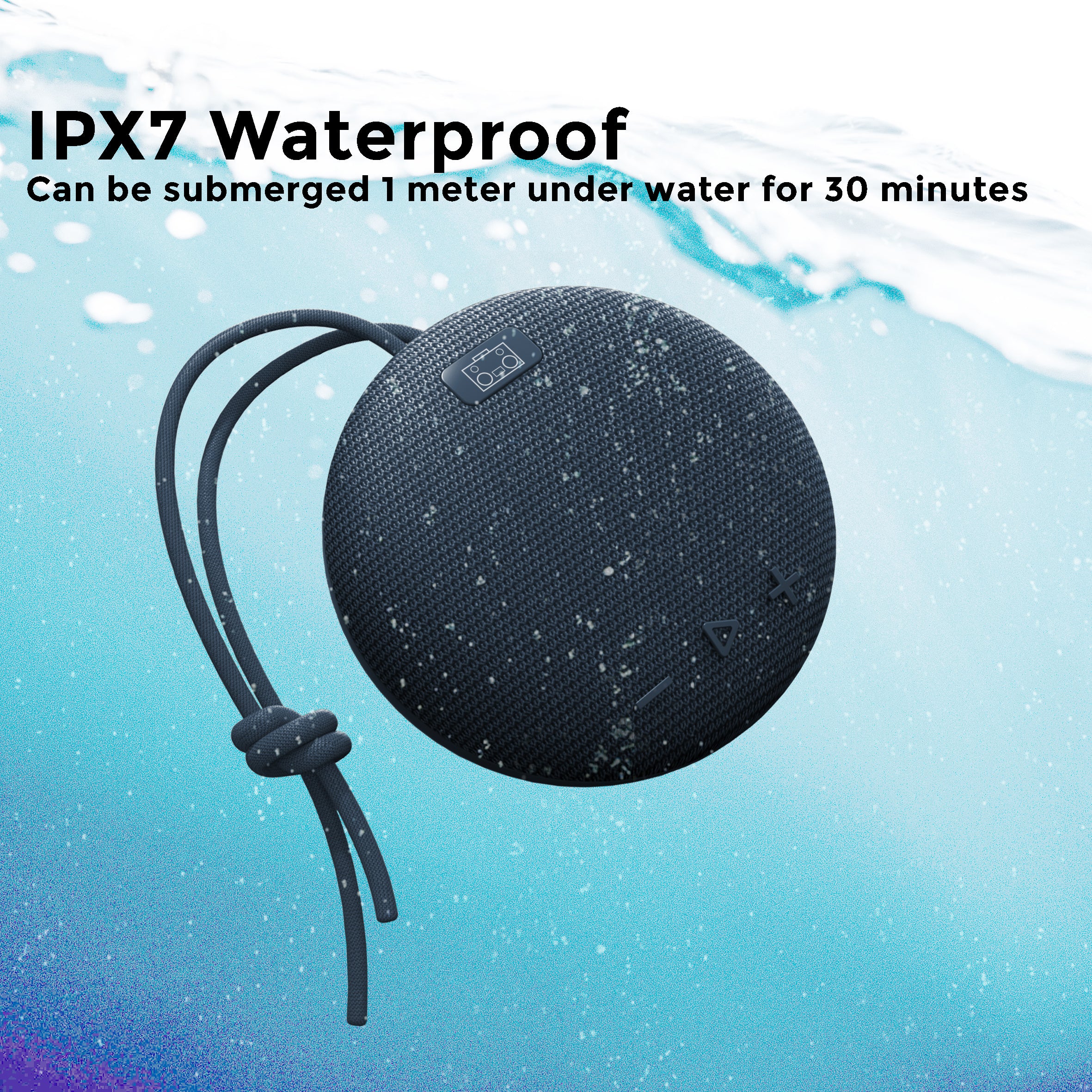 blue 10tws speaker submerged under water
